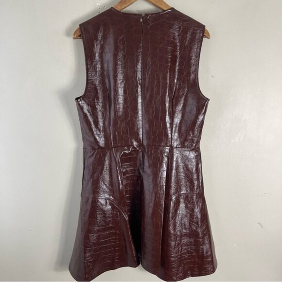 Avec Les Filles Women's Croc-Embossed Mini Dress Chocolate Brown Size 14 - Picture 6 of 16